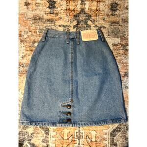 Denim Button-Front Skirt